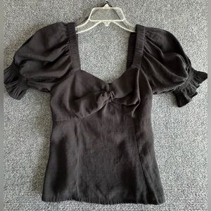 Nine West Black Puff Sleeve Blouse Size Small